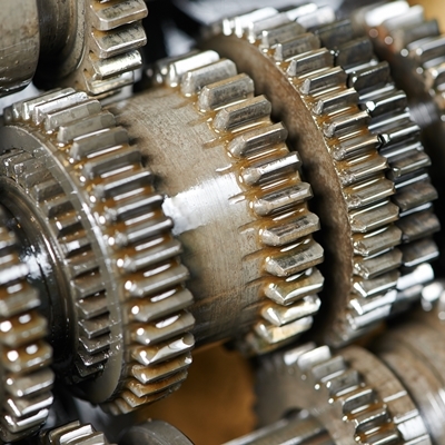 close-up of automobile engine or transmission steel gear box